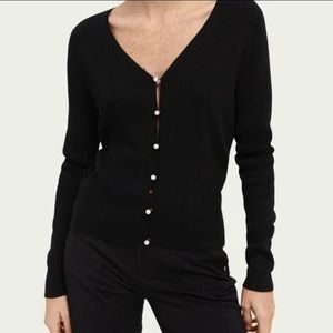 Scotch & Soda Sweater Cardigan Pearl Button Down Black Size large Oversized